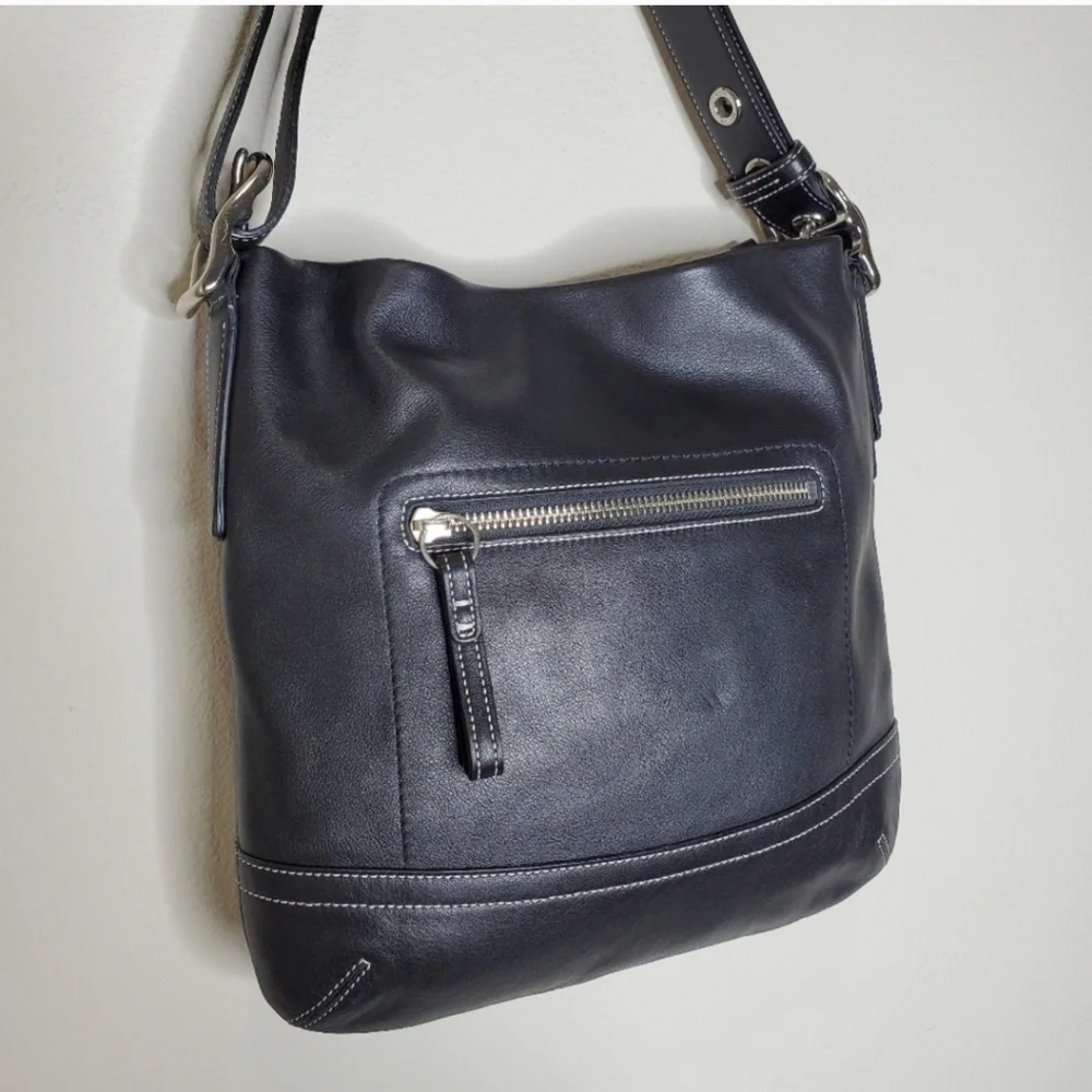 Coach 1415 Soho Slim Y2K Black Leather Hobo Fringe Tasseled Shoulder Bag